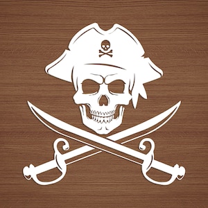 Pirate Skull Vinyl Sticker, Pirate Window Decal