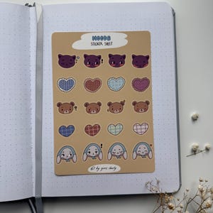 moods sticker sheet - kiss cut sticker sheet - cute planner and journal matte vinyl mini stickers