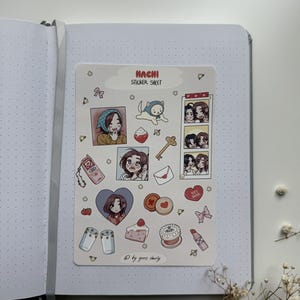 hachi nana sticker sheet - kiss cut sticker sheet - cute planner and journal matte vinyl mini stickers
