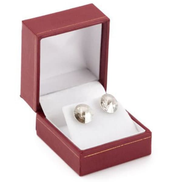 JewelrySupply Cartier Style Stud Earring Box Red Leatherette