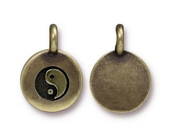 Yin Yang Charm with Loop 11.6m Antique Brass Plated