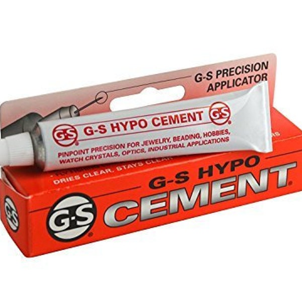 Jewelers G-S Hypo Clear Cement 9 ml w/Precision Applicator for Beads Findings Watch Crystals Plastic Glass Metal Ceramic Crafts