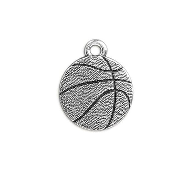 TierraCast 19mm Antique Silver Plated Pewter Basketball Charm