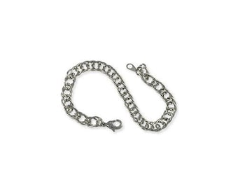JewelrySupply Bracelet - Curb Link Double 7" Silver Color