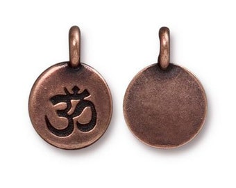 Om Charm with Loop 11.6mm Antique Copper Plated