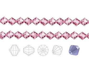 Preciosa Czech Crystal Beads Rose Faceted Bicone 4mm Package of 144