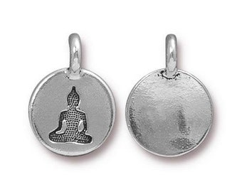 Buddha Charm with Loop 11.6m Antique Silver Plated