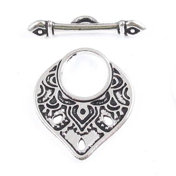 Silver Temple Toggle Clasp, TierraCast Decorative Clasp, 1 Set