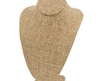 Necklace Bust Jewelry Display 11" Tall Burlap Necklace Display - Jewelry Display Stand