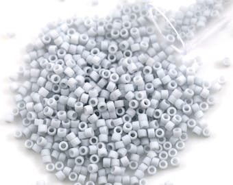 Miyuki Delica Seed Bead 11/0 Matte Opaque Glazed Luster Pale Grey