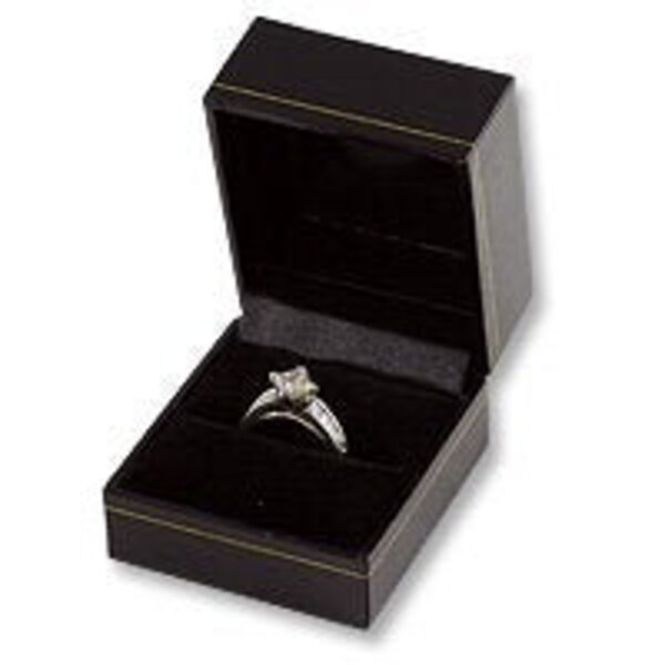 Cartier Style Ring Box Black Leatherette