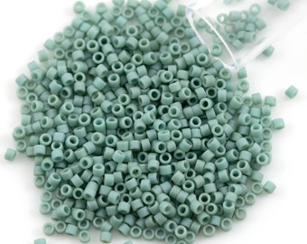 Miyuki Delica Seed Bead 11/0 Matte Opaque Glazed Luster Green AB