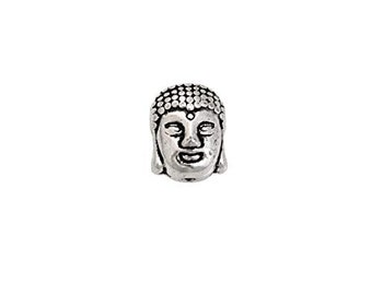 11x9 Antique Silver Plated Pewter Buddha Head Bead