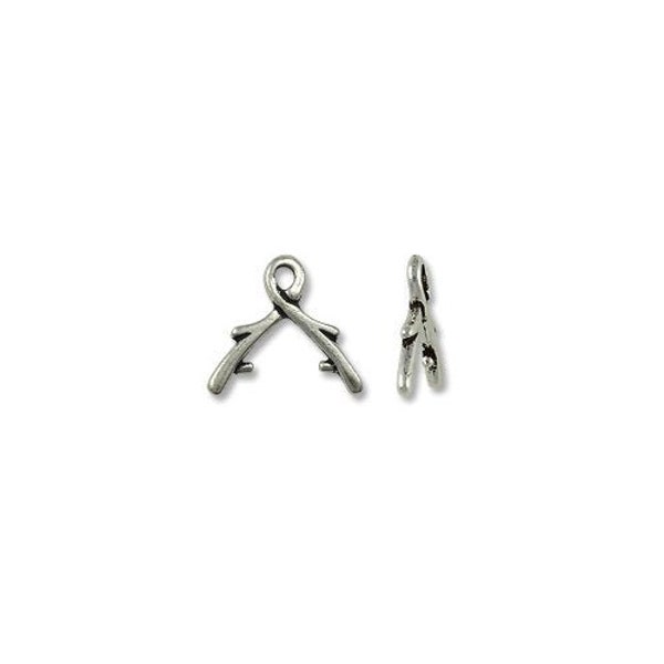 JewelrySupply Bail - Vine Pinch 13mm Pewter Antique Silver Plated (1-Pc)