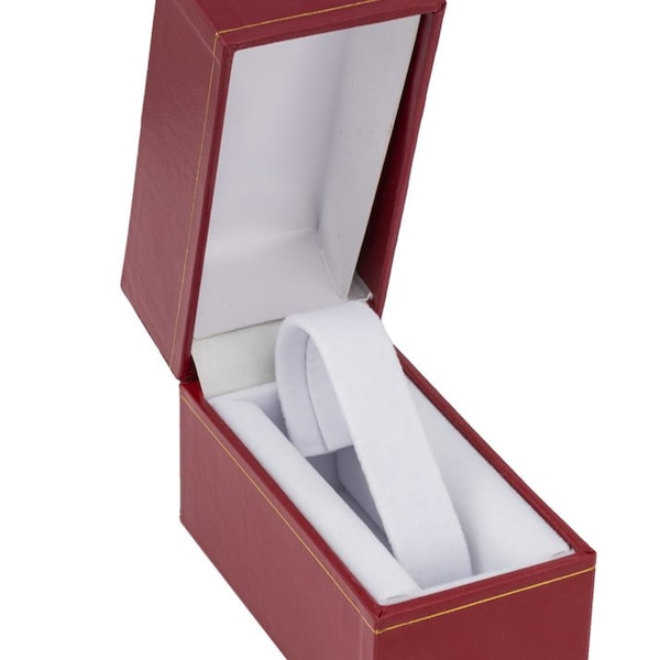 3x4" Red Leatherette Cartier Style Jewelry Gift Box with Gold Trim for Bangles, Watches or Bracelets