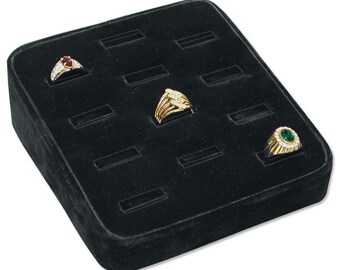 Black Ring Jewelry Display Tray - 12 Rings