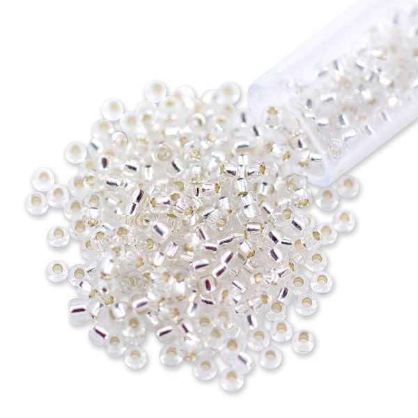 Miyuki Round Rocaille Seed Bead 11/0 Silver Lined Crystal