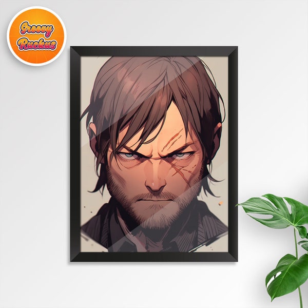 Daryl Dixon Poster Fan Art Comic Decor Gaming Room Poster The Walking Dead Art Bedroom Printable Fan Art Comic Style Poster Digital Poster