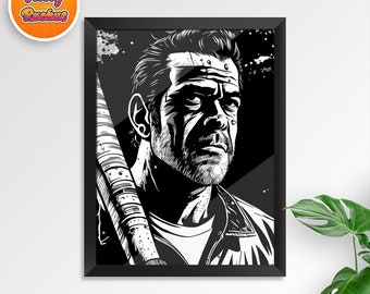 Negan Poster Digital Print The Walking Dead Comic Style Wall Art Living Room Decor Gaming Room Printable Poster TWD Wall Art Poster Decor