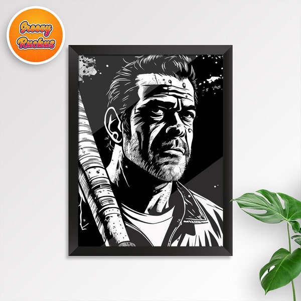 Negan Poster Digital Print The Walking Dead Comic Style Wall Art Living Room Decor Gaming Room Printable Poster TWD Wall Art Poster Decor