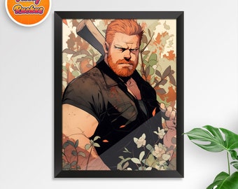 Abraham Ford Poster Fan Art Comic Decor Gaming Room Poster The Walking Dead Art Bedroom Printable Fan Art Comic Style Poster Digital Poster