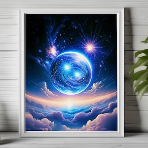 galaxy art print, cosmic art print, spiritual art print, surreal space art, celestial prints, sci-fi fantasy art, spirituality art print 122