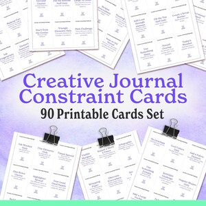 Creative Journal Constraint Cards | 90 Printable Art Journal Prompts | Junk Journal Challenge Cards | Printable Creative Exercises