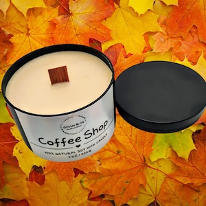 Coffee Shop scented soy wax candle with lid