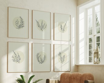 Botanical Line Art, Set of 6 Prints, Botanical Wall Art, Floral sketch, Vintage Botanical Gallery Wall, Rustic Wall Decor PRINTABLE Digital