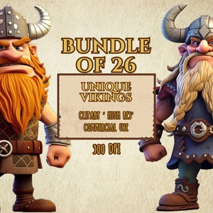 26 Unique Viking Clip Art Bundle Characters With Transparent Background PNG Format