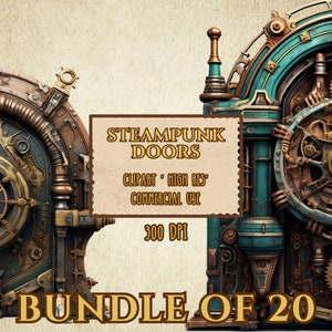 Steampunk Doors Bundle Of 20 Clip Art High Resolution 300 DPI Transparent Background PNG Files