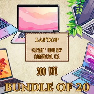 Laptop Bundle mit 20 hochauflösenden Clip Art transparentem Hintergrund 300 DPI PNG Dateien