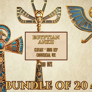 Egyptian Ankh Bundle Of 20 Clip Art High Resolution Transparent Background 300 DPI PNG Files
