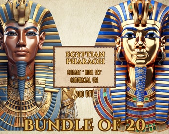 Ägyptischer Pharao Clip Art Bündel von 20 Illustrationen Zeichen altes Ägypten Clip Art Hohe Auflösung 300 DPI transparenter Hintergrund PNGs