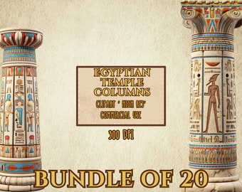 Ägyptischer Tempel Säulen Bundle von 20 Clip Art Ägyptische Säulen Clip Art Hohe Auflösung 300 DPI Transparenter Hintergrund PNG-Dateien
