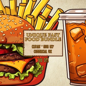 32 Fast Food Clip Art Bundle Transparent Background High Resolution 300 DPI PNG Format