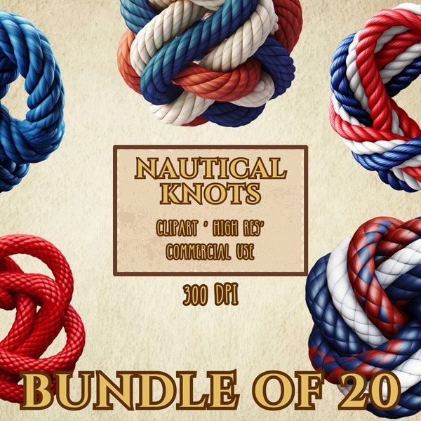 Nautical Knot Bundle Of 20 Clip Art High Resolution 300 DPI Transparent Background PNG Files