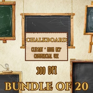 Chalkboard Bundle Of 20 High Resolution Clip Art Transparent Background 300 DPI PNG Files