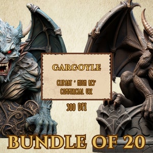 Gargoyle Characters Bundle Of 20 Clip Art High Resolution 300 DPI Transparent Background PNG Files