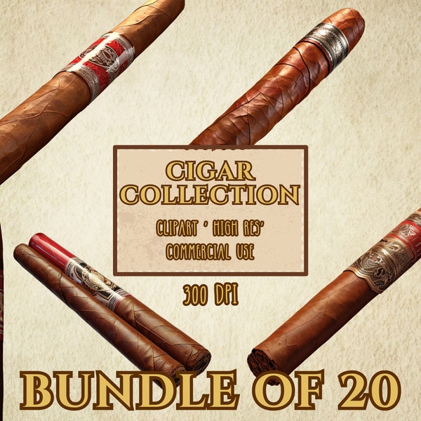 Cigars Bundle Of 20 Clip Art High Resolution 300 DPI Transparent Background PNG Files