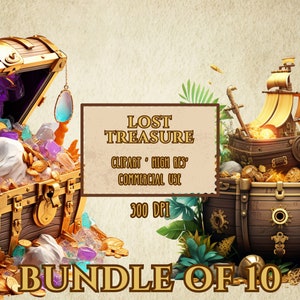 Pacchetto tesoro perduto di 10 file PNG ad alta risoluzione Clip Art con sfondo trasparente 300 DPI