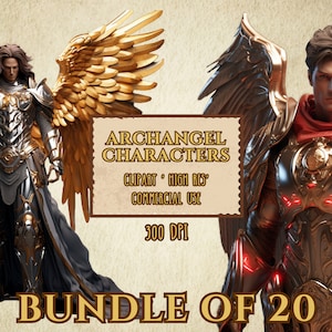 Archangel Characters Bundle Of 20 Clip Art High Resolution 300 DPI Transparent Background PNG Files