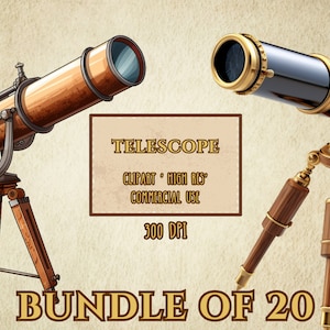 Telescope Bundle Of 20 High Resolution Clip Art 300 DPI Transparent Background PNG Files