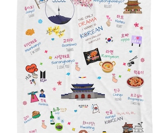 Kdrama Plush Blanket, Korean-Inspired Cozy Blanket, Soft Throw for Home Decor, Hangul/Korean Culture  Gifts