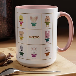 Kpop Stray Kids SKZOO Inspired Accent Coffee Mug, Cute STAY Fan Merch, Kpop Lover Gift, Stray Kids Mug, SKZOO Characters Cup, Skzoo Mug