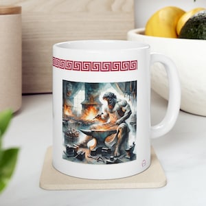 Hephaestus Mug (11 oz), God of Blacksmiths, Vulcan mug, Greek Gods mug, Olympian Gods, Greek Pantheon, Greek Mythology, Classical Mythology