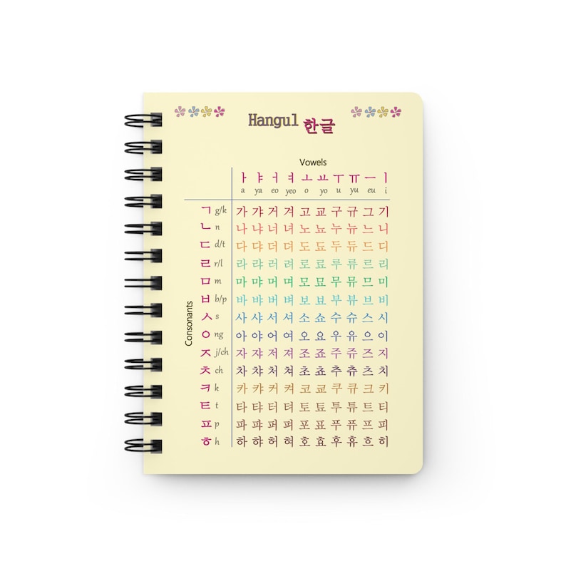 Cuaderno de espiral con alfabeto coreano: gráfico y frases en hangul (13 x 18 cm) imagen 2