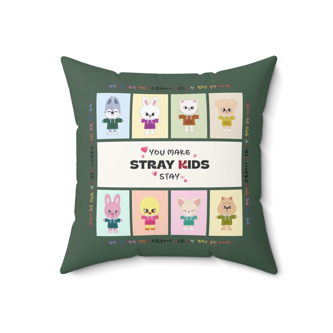 Stray Kids Rug Stray Kids Kpop Fan Art Pillow, Square Throw Cushion, Hangul Kawaii ...