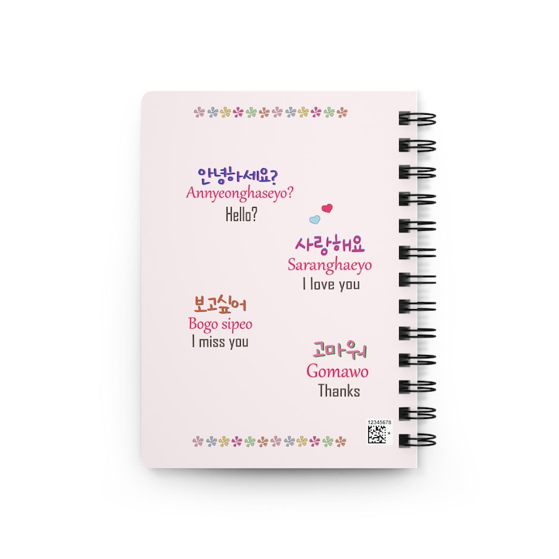 Cuaderno de espiral con alfabeto coreano: gráfico y frases en hangul (13 x 18 cm) imagen 3