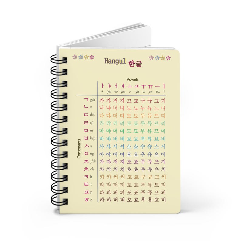 Cuaderno de espiral con alfabeto coreano: gráfico y frases en hangul (13 x 18 cm) imagen 6